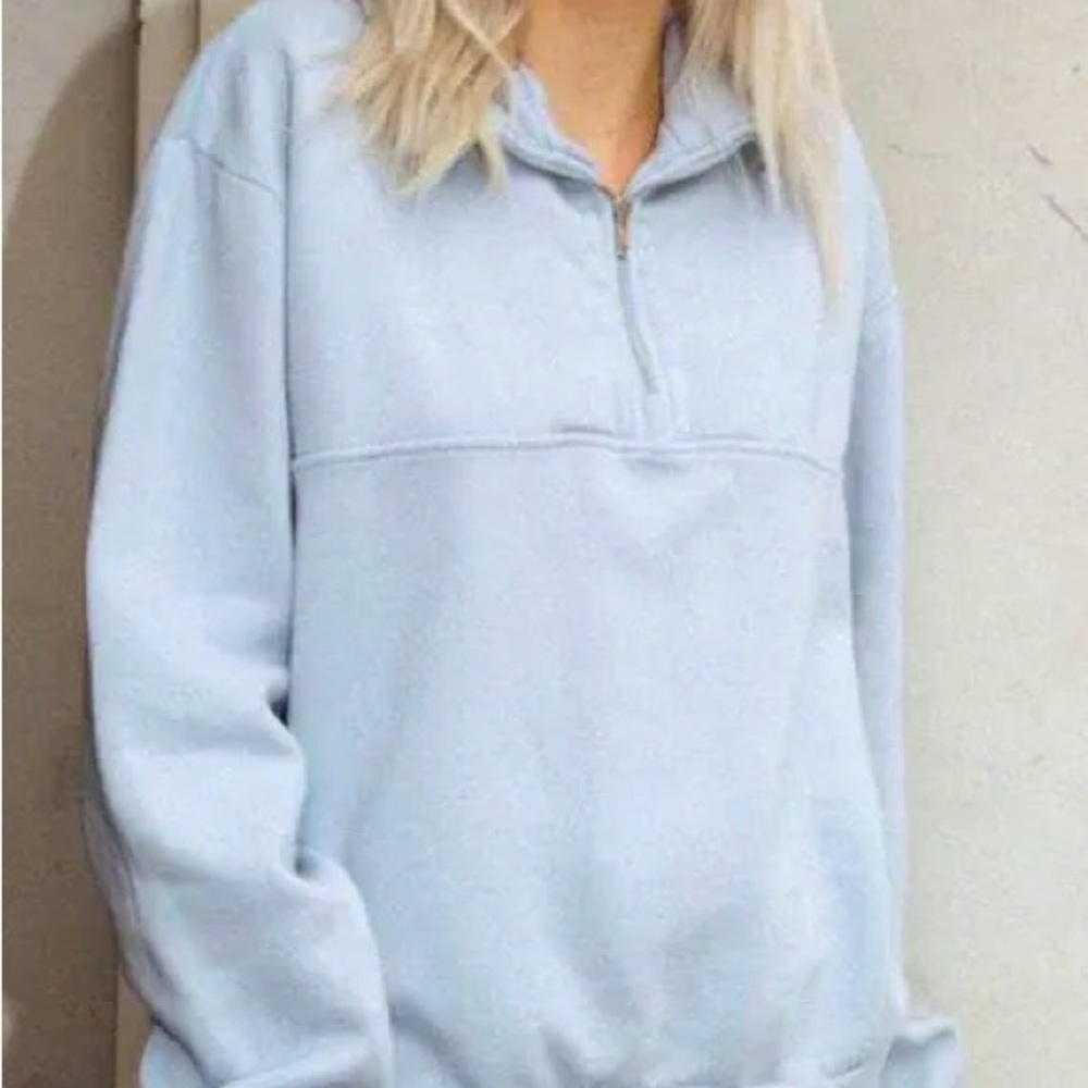 BRANDY MELVILLE LIGHT BLUE QUARTER ZIP
